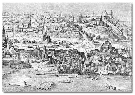 Pohled na část Nového Města Pražského z prospektu Jiljího Sadelera 1606